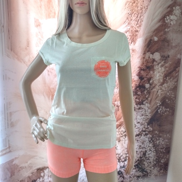 Vivilish Women's Lime Green w/Orange YOLO Surf Beach Skater Style T-Shirt Top - Picture 4 of 7
